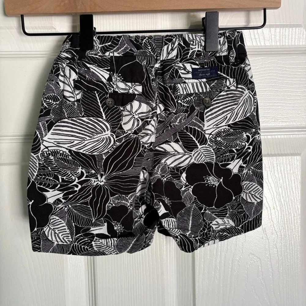 Janie and Jack 2pc Bundle Size 3 Blue Green Plaid Shirt Black Floral Shorts